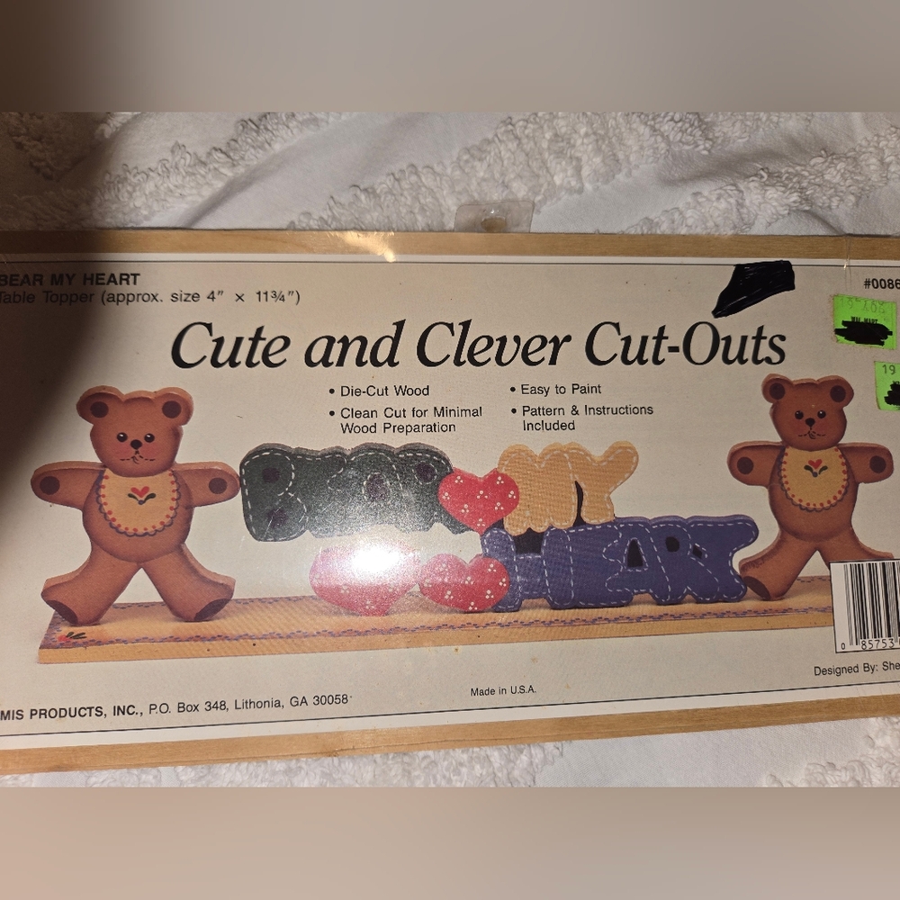 Vintage Bear My Heart Cute and Clever Cut-Outs Craft Kit NOS NIP - Picture 9 of 9